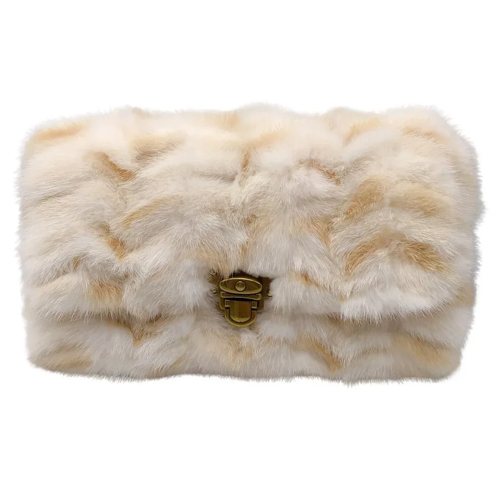 Marc Jacobs Cream Rabbit Fur Clutch - Picture 1 of 10
